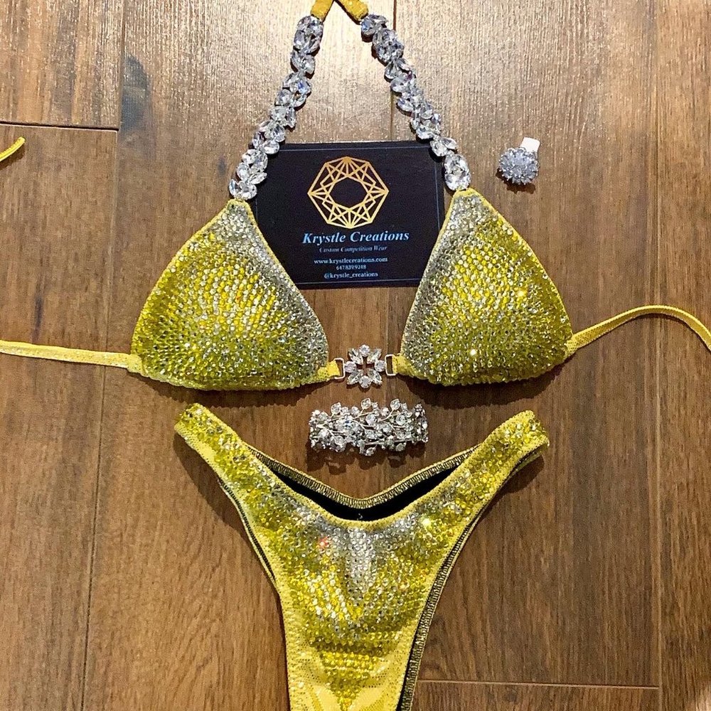 Yellow Wellness competition bikini